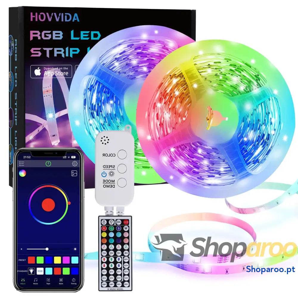 Faixa LED 5 m 30 LED/metro 24 V RGB luzes 150 APP e controlo remoto modo de música para quarto sala cozinha bar festa