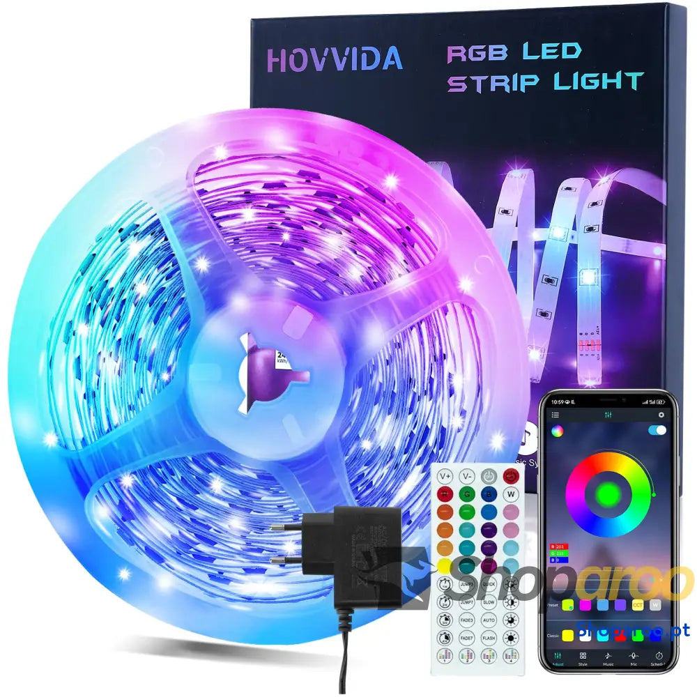 Faixa LED 5 m 30 LED/metro 24 V RGB luzes 150 APP e controlo remoto modo de música para quarto sala cozinha bar festa