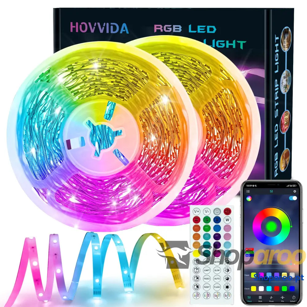 Faixa LED 5 m 30 LED/metro 24 V RGB luzes 150 APP e controlo remoto modo de música para quarto sala cozinha bar festa