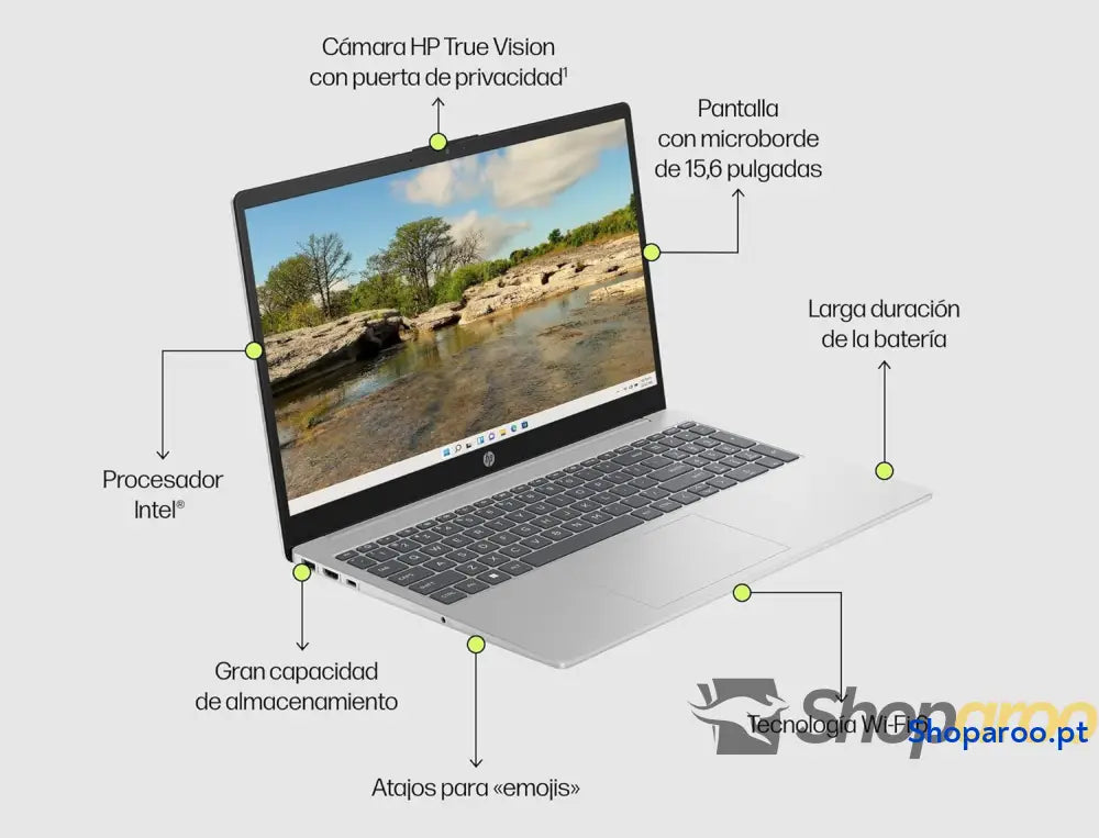 HP 15 fd0193ns Computador portátil FHD de 15,6’’ (Intel Core i3 N305 8 GB RAM 512 SSD Intel UHD Graphics sem sistema
