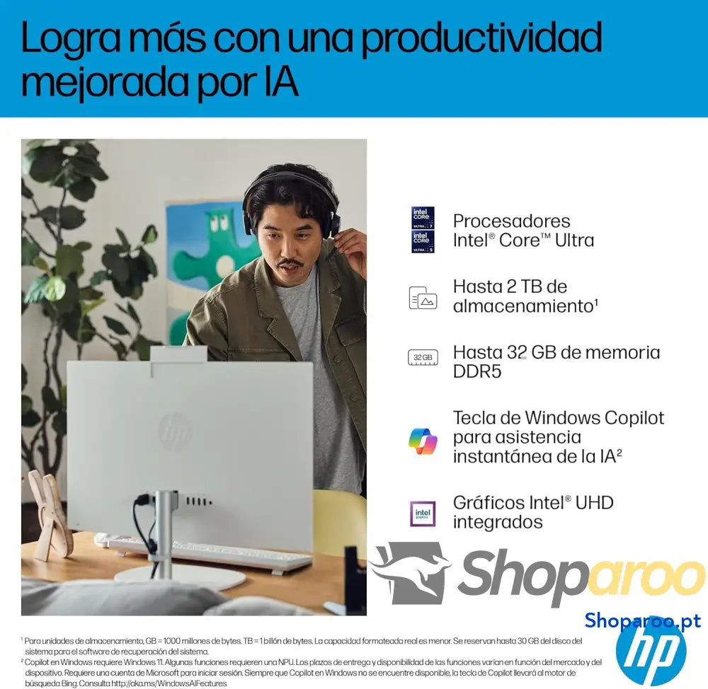 HP 27-cr0005ss - Computador Full HD de 27’’ com câmara sem fios teclado e rato (AMD Ryzen 7 7730U 16 GB RAM SSD 1 TB