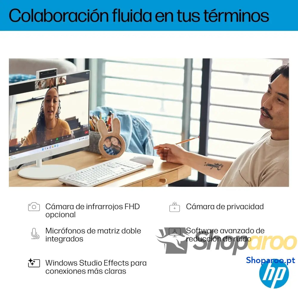 HP 27-cr0005ss - Computador Full HD de 27’’ com câmara sem fios teclado e rato (AMD Ryzen 7 7730U 16 GB RAM SSD 1 TB