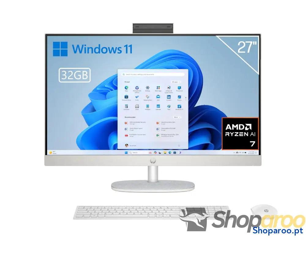 HP 27-cr0005ss - Computador Full HD de 27’’ com câmara sem fios teclado e rato (AMD Ryzen 7 7730U 16 GB RAM SSD 1 TB