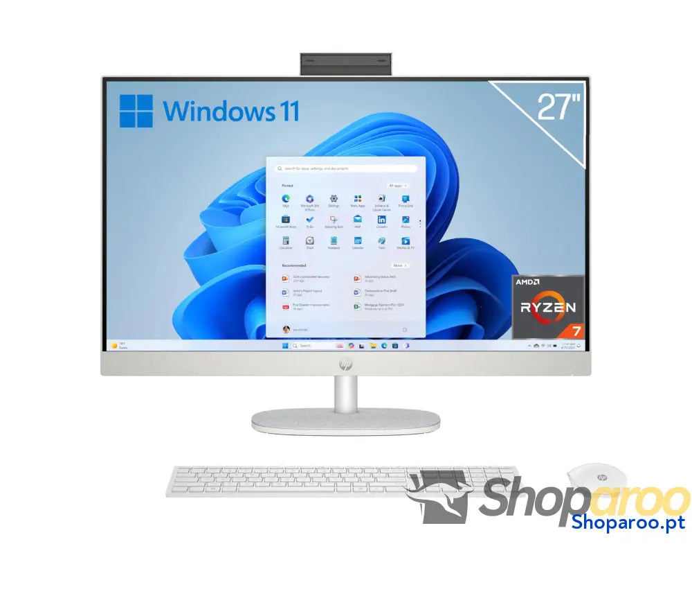 HP 27-cr0005ss - Computador Full HD de 27’’ com câmara sem fios teclado e rato (AMD Ryzen 7 7730U 16 GB RAM SSD 1 TB