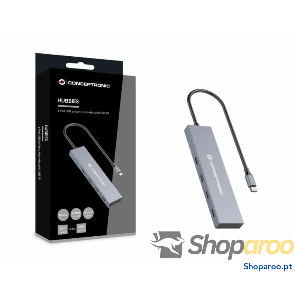 Hub USB Conceptronic HUBBIES14G Cinzento