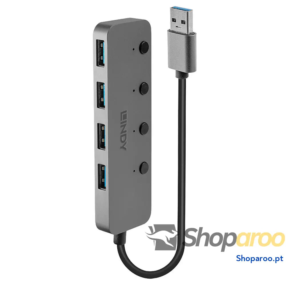 Hub USB LINDY Preto Cinzento (1 Unidade)