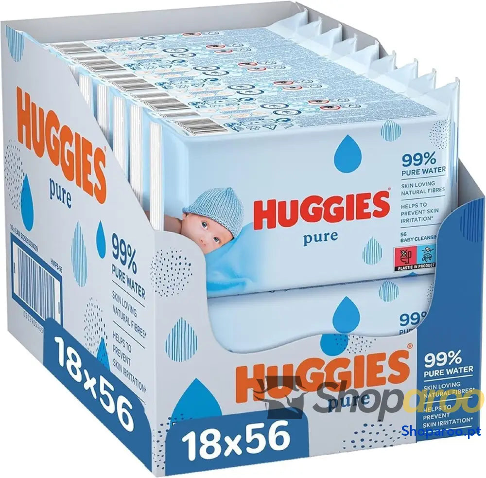 Huggies Pure Toalhitas para bebé 18 pacotes de 56 unidades (total 1008)