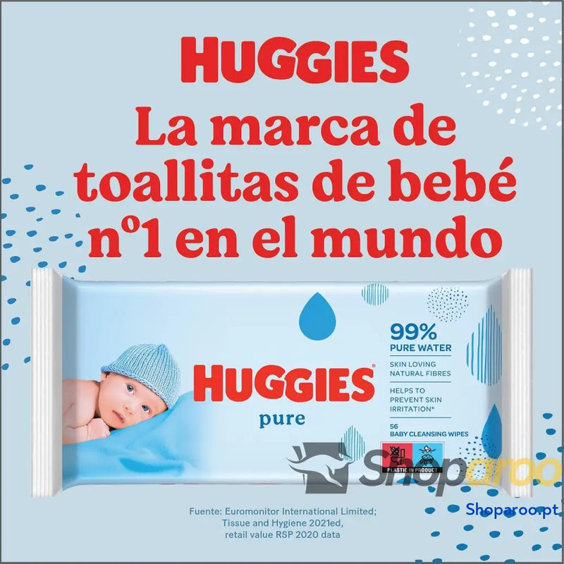 Huggies Pure Toalhitas para bebé 18 pacotes de 56 unidades (total 1008)