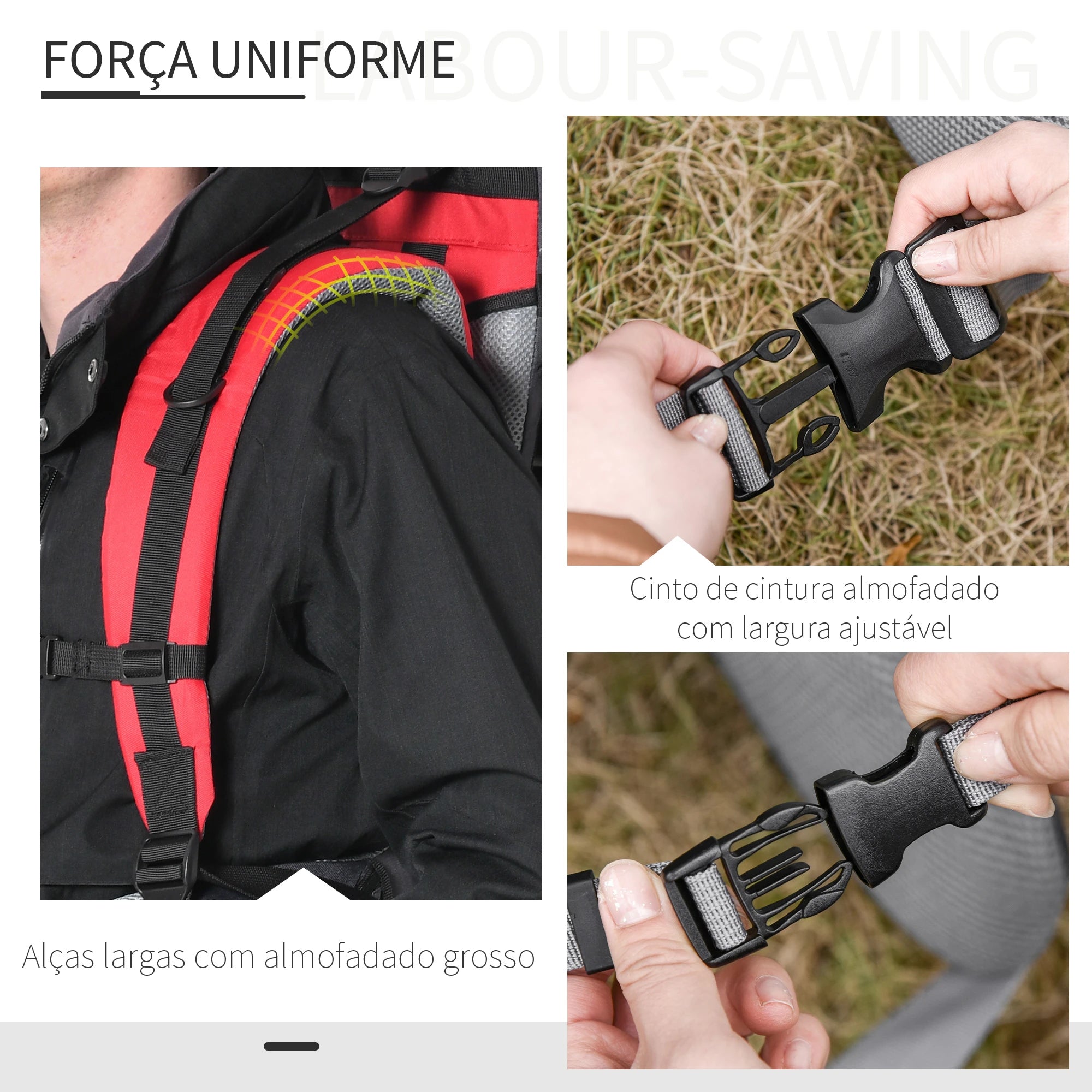Mochila Porta Bebés Dobrável Ergonómica com Assento Confortável Vermelho