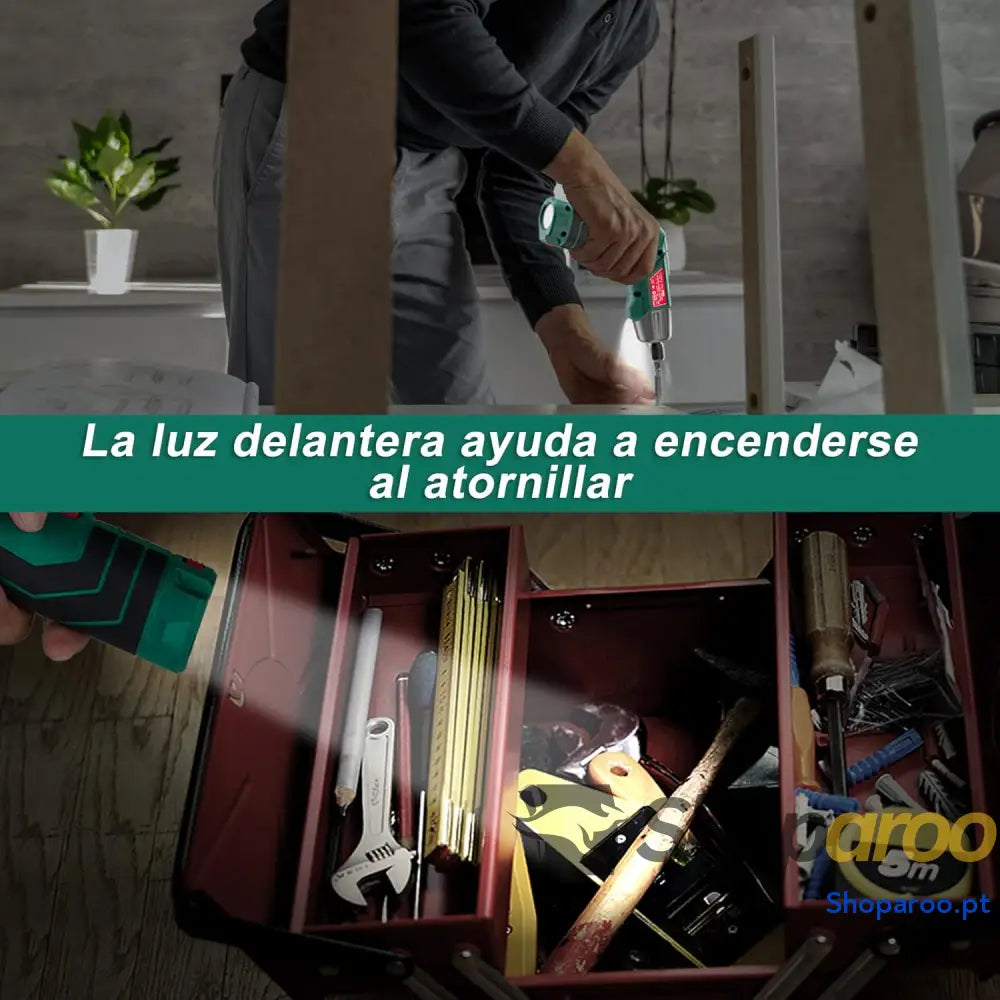 HYCHIKA Aparafusador elétrico de 6 N.m. chave fendas sem fios (máximo torque N.m 3,6 V 2,0 Ah) lanterna luz LED dentada