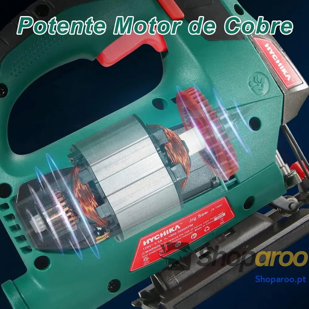 HYCHIKA Serra de 110 mm 800 W 3000 SPM velocidade ajustável (1 6) 4 modos corte 45º a caixa magnética para lâmina