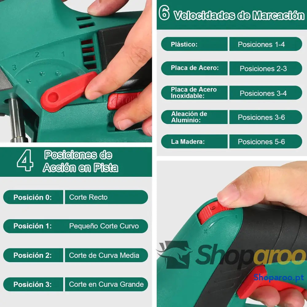 HYCHIKA Serra de 110 mm 800 W 3000 SPM velocidade ajustável (1 6) 4 modos corte 45º a caixa magnética para lâmina
