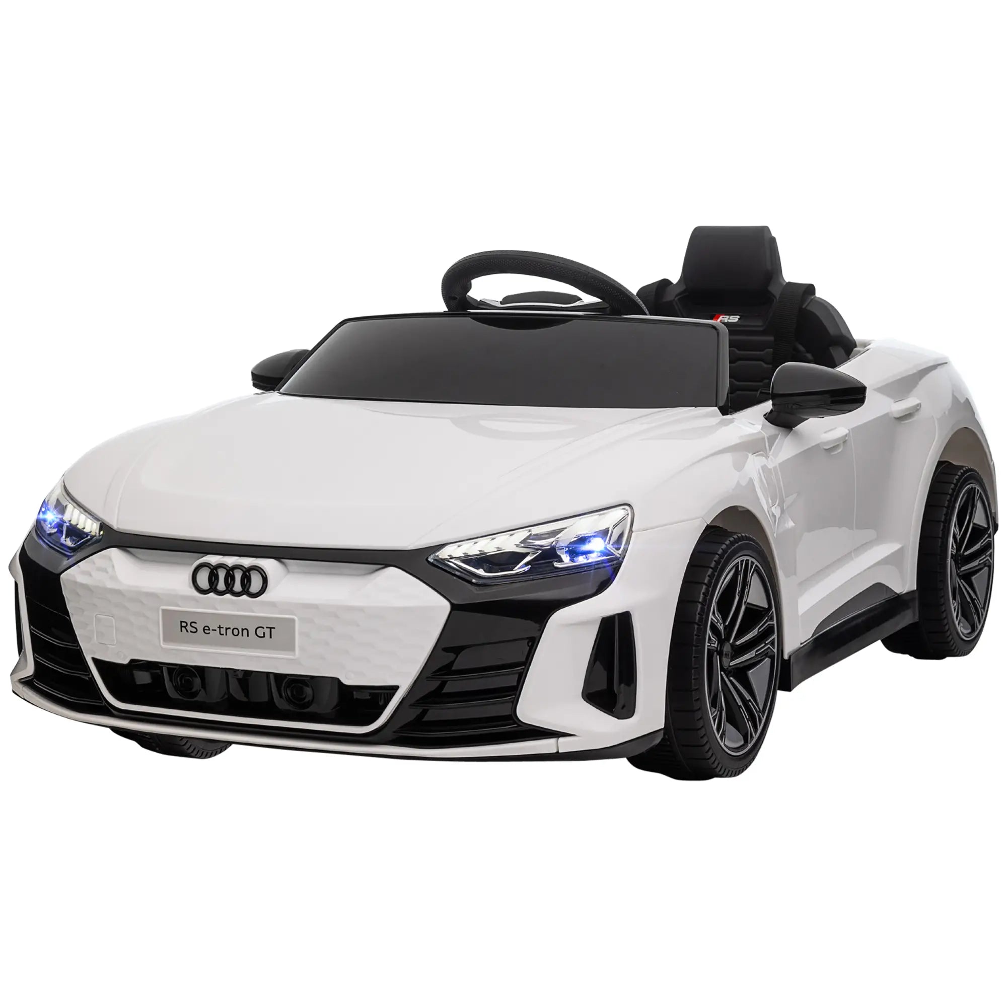 Carro Elétrico AUDI RS E-Tron GT 12V com 2 Motores Controlo Remoto Faróis LED Buzina Música USB 3-5km/h 103x58x41cm Branco