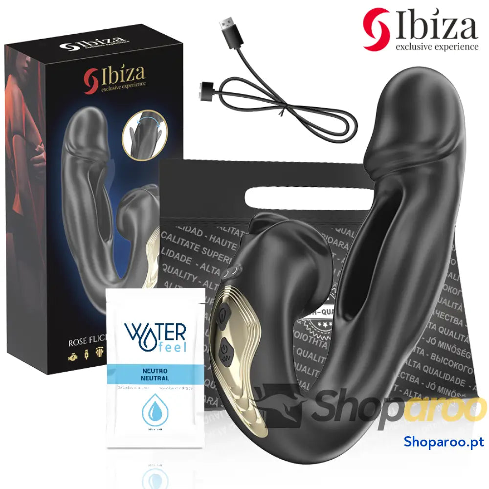IBIZA - VIBRADOR ROSA COM EFEITO DE FLICKING E ESTIMULADOR DE CLITÓRIS