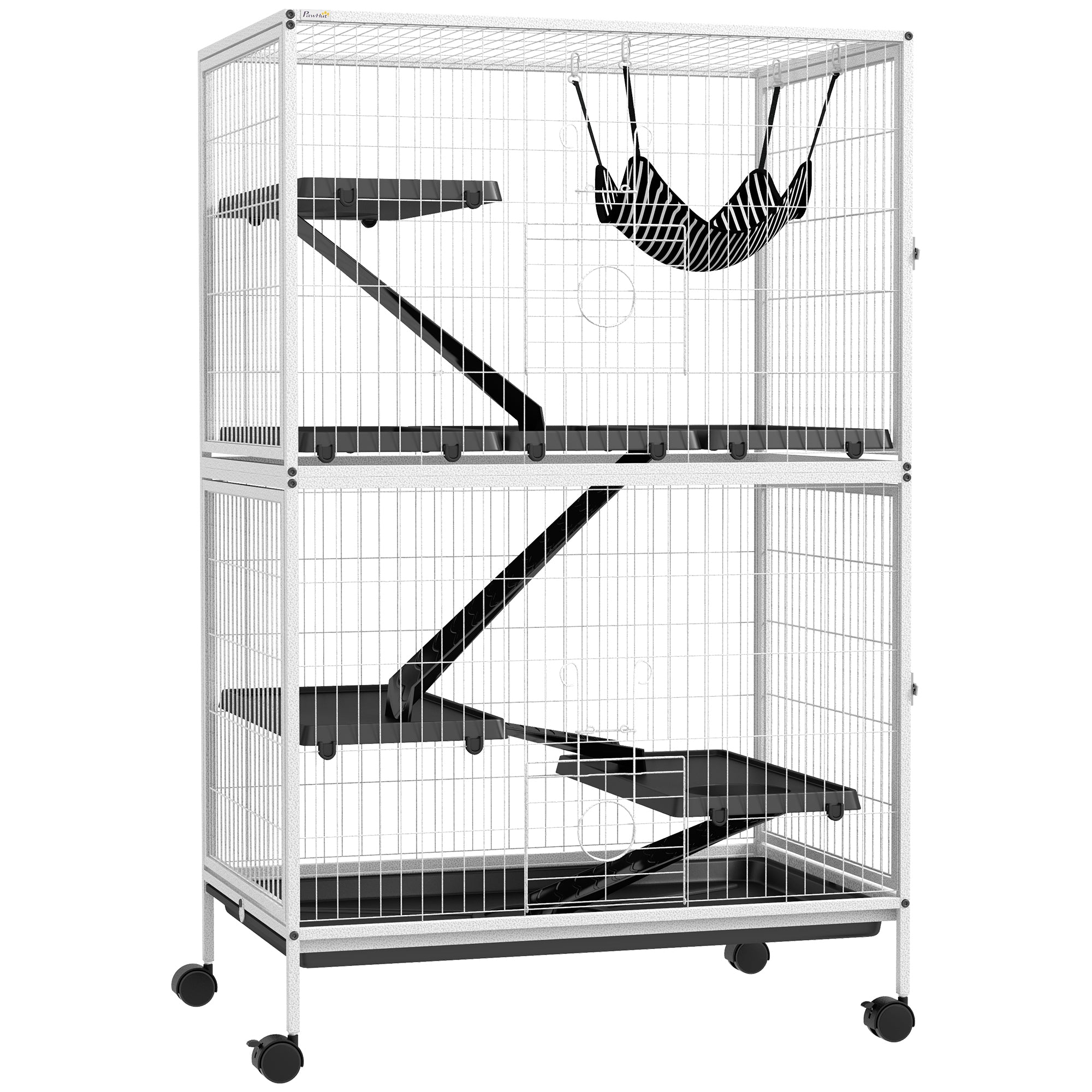 Gaiola para Roedores 80x52x128 cm com Rodas e 4 Níveis Cinza Escuro
