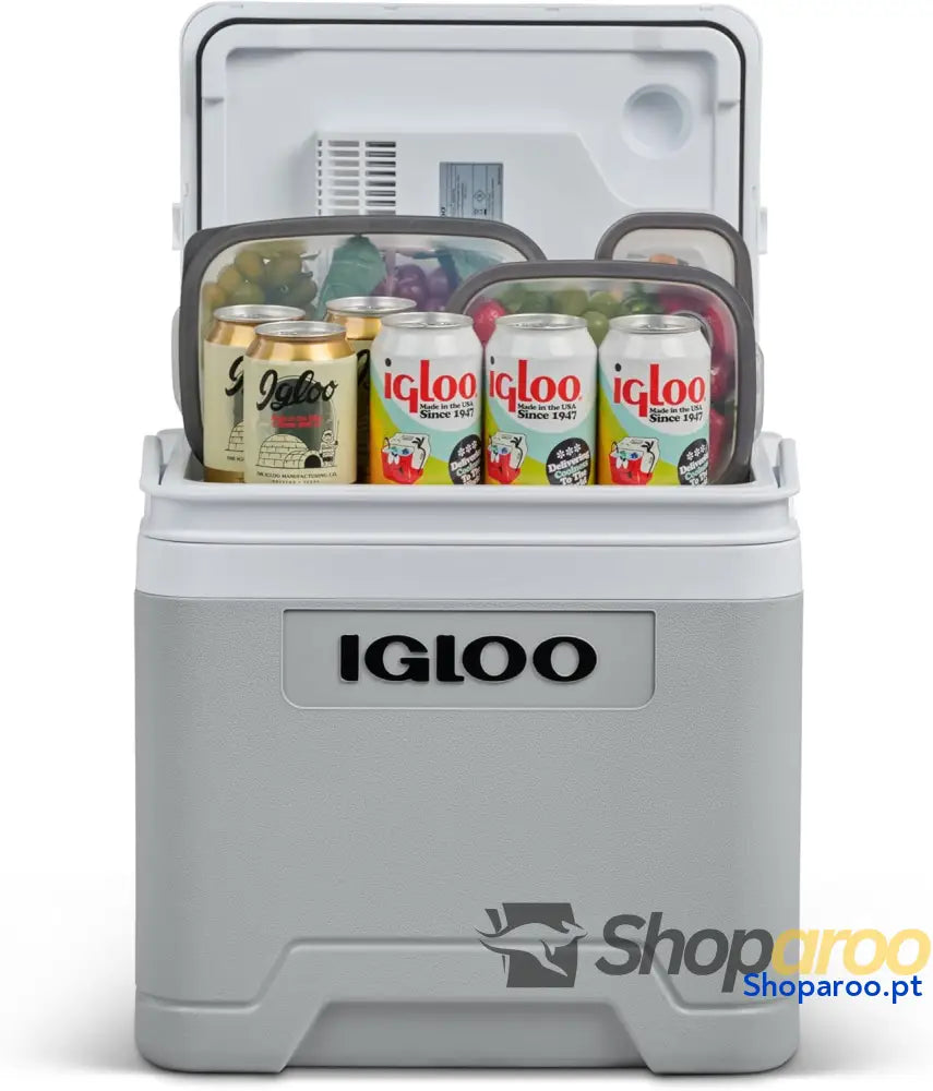 IGLOO IE24 AC/DC frigorífico elétrico 24 litros mini com conexão de 12/230 V para carro barco e lazer cinzento