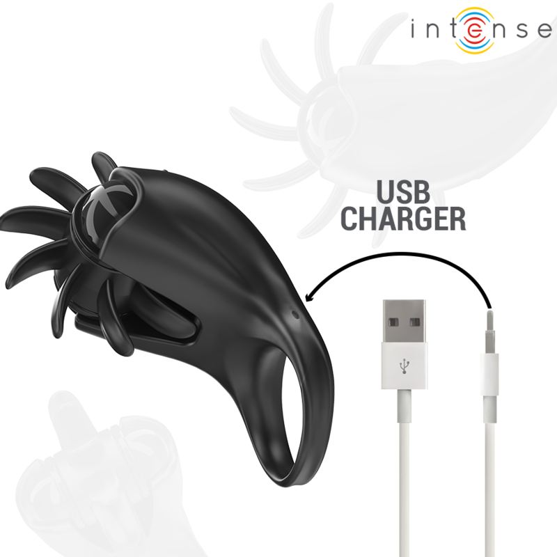 ANEL VIBRATÓRIO 10 VIBRAÇÕES COM ESTIMULADOR DE CLITÓRIS PRETO