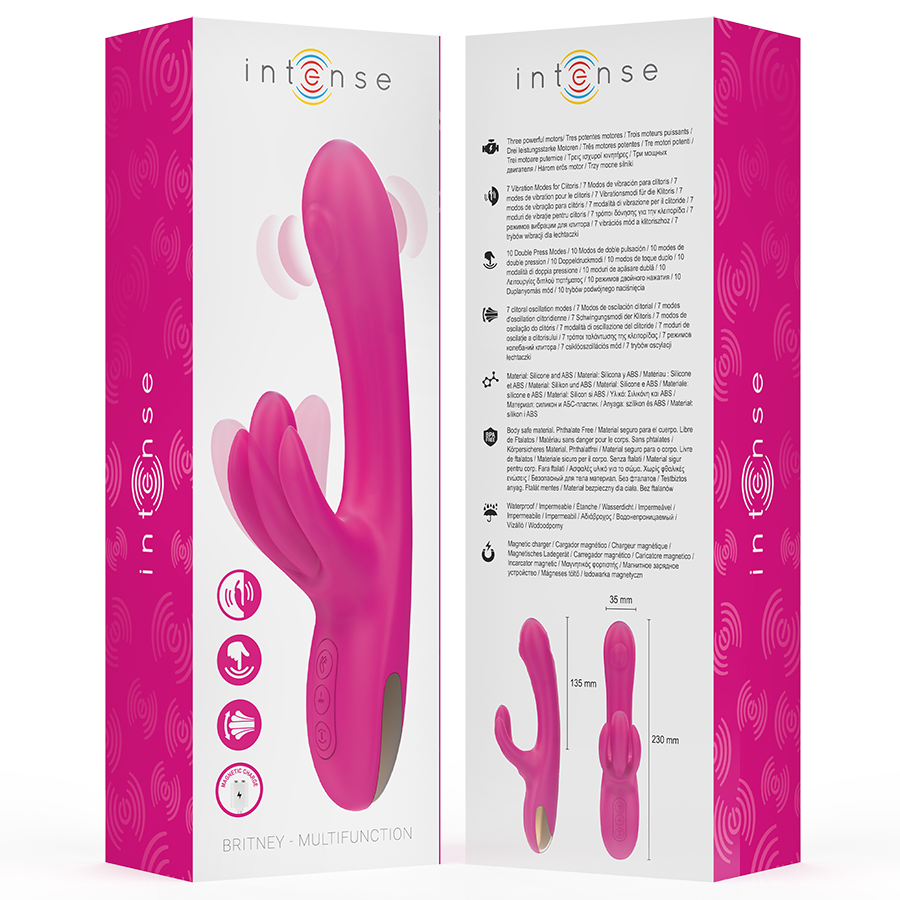 VIBRADOR BRITNEY MULTIFUNCIONAL RABBIT VIBRADOR 23 CM ROSA
