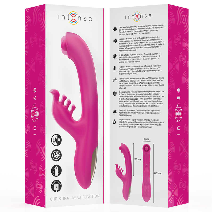 VIBRADOR INTENSE CHRISTINA MULTIFUNCIONAL RABBIT VIBRADOR 22,5 CM ROSA