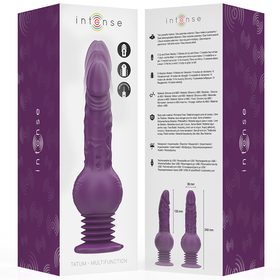 VIBRADOR MULTIFUNCIONAL TATUM COM VIBRAÇÃO PARA CIMA E PARA BAIXO 24 CM ROXO