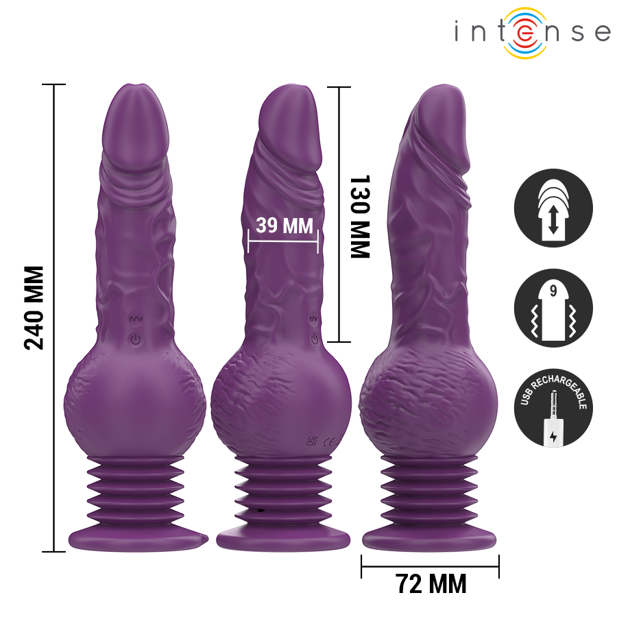 VIBRADOR MULTIFUNCIONAL TATUM COM VIBRAÇÃO PARA CIMA E PARA BAIXO 24 CM ROXO