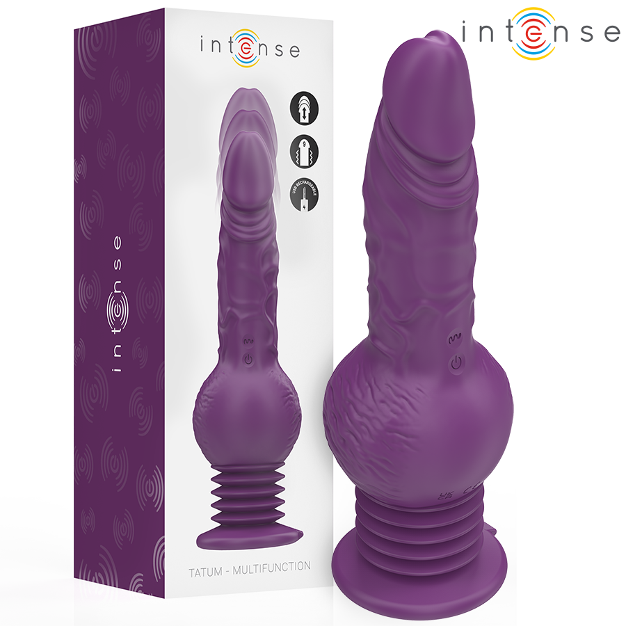 VIBRADOR MULTIFUNCIONAL TATUM COM VIBRAÇÃO PARA CIMA E PARA BAIXO 24 CM ROXO