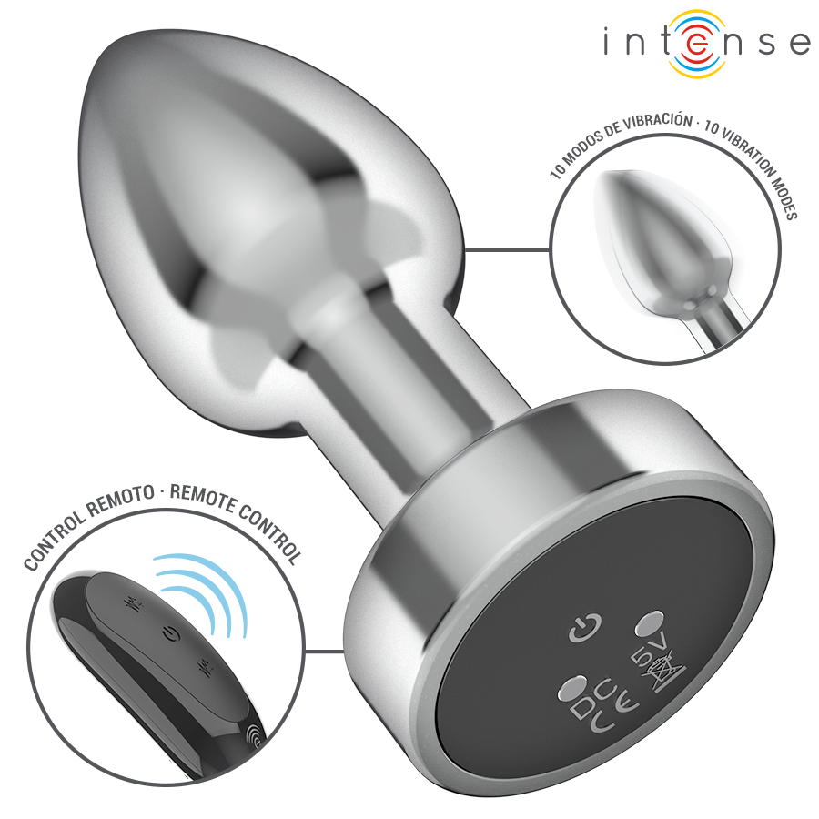 PLUG ANAL VIBRATÓRIO 10 VIBRAÇÕES METAL COM CONTROLE REMOTO S