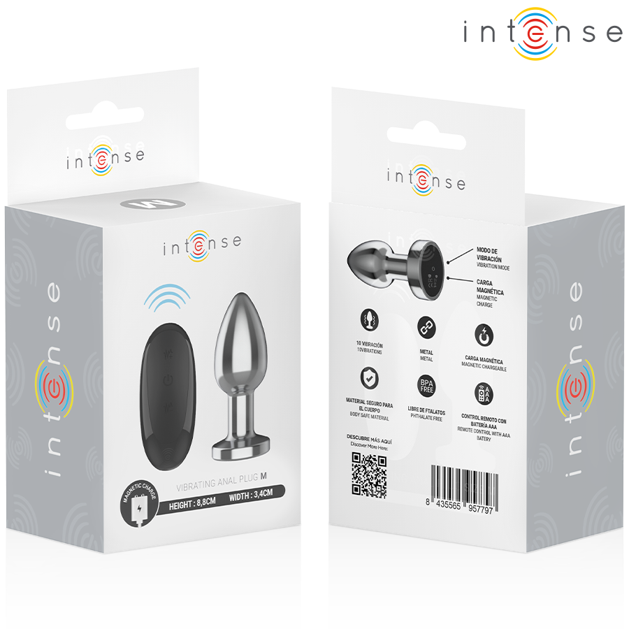 PLUG ANAL VIBRATÓRIO 10 VIBRAÇÕES METAL COM CONTROLE REMOTO M