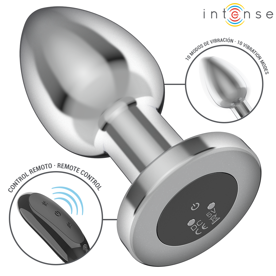 PLUG ANAL 10 VIBRAÇÕES METAL COM CONTROLE REMOTO L