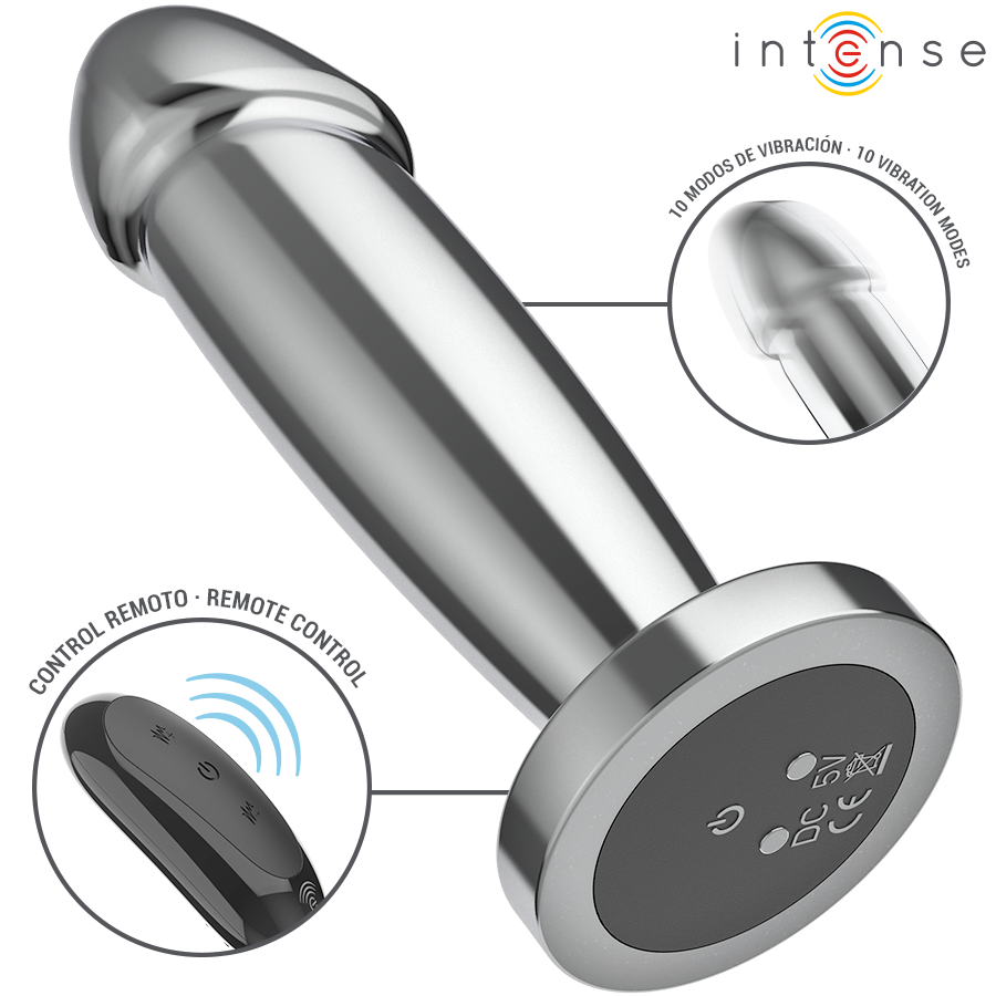 PLUG ANAL 10 VIBRAÇÕES DILDO DE METAL COM CONTROLE REMOTO S