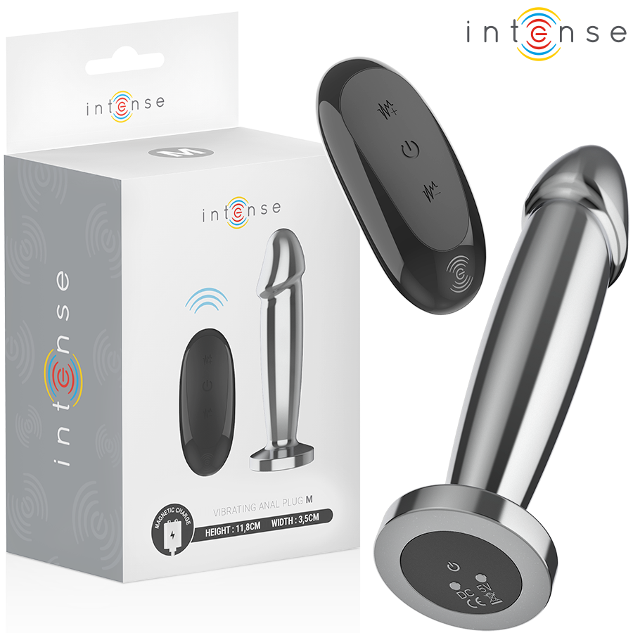 PLUG ANAL 10 VIBRAÇÕES DILDO DE METAL COM CONTROLE REMOTO M