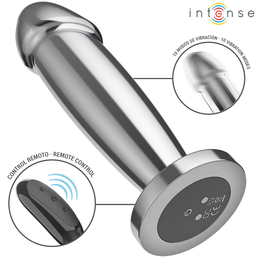 PLUG ANAL 10 VIBRAÇÕES DILDO DE METAL COM CONTROLE REMOTO M