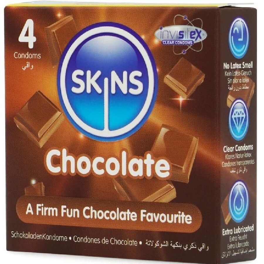 PACOTE COM 4 PRESERVATIVOS CHOCOLATE PREMIUM