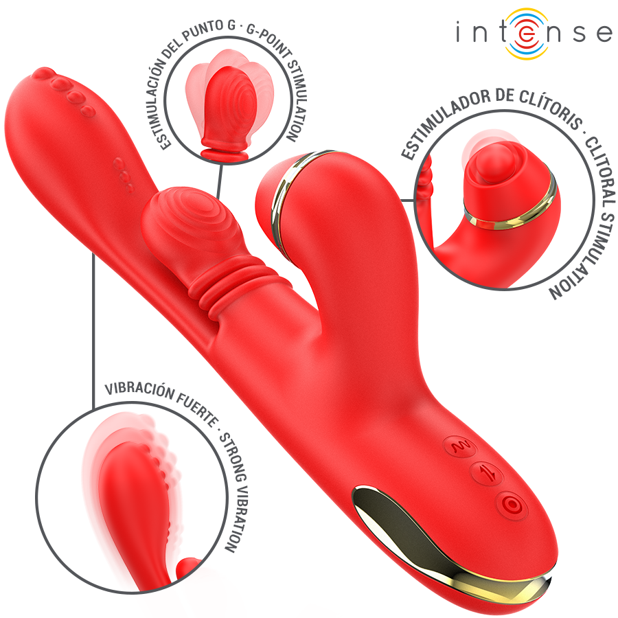 ESTIMULADOR DE CLITÓRIS MULTIFUNCIONAL KATY 4 CABEÇAS INTERCAMBIÁVEIS VERMELHO