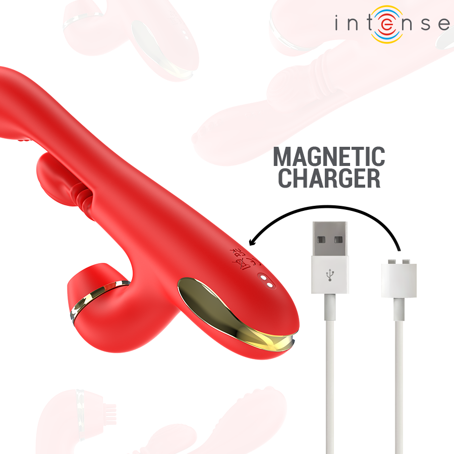 ESTIMULADOR DE CLITÓRIS MULTIFUNCIONAL KATY 4 CABEÇAS INTERCAMBIÁVEIS VERMELHO