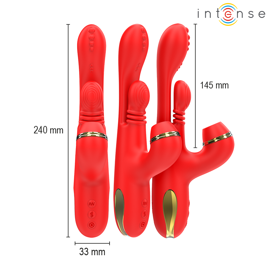 ESTIMULADOR DE CLITÓRIS MULTIFUNCIONAL KATY 4 CABEÇAS INTERCAMBIÁVEIS VERMELHO