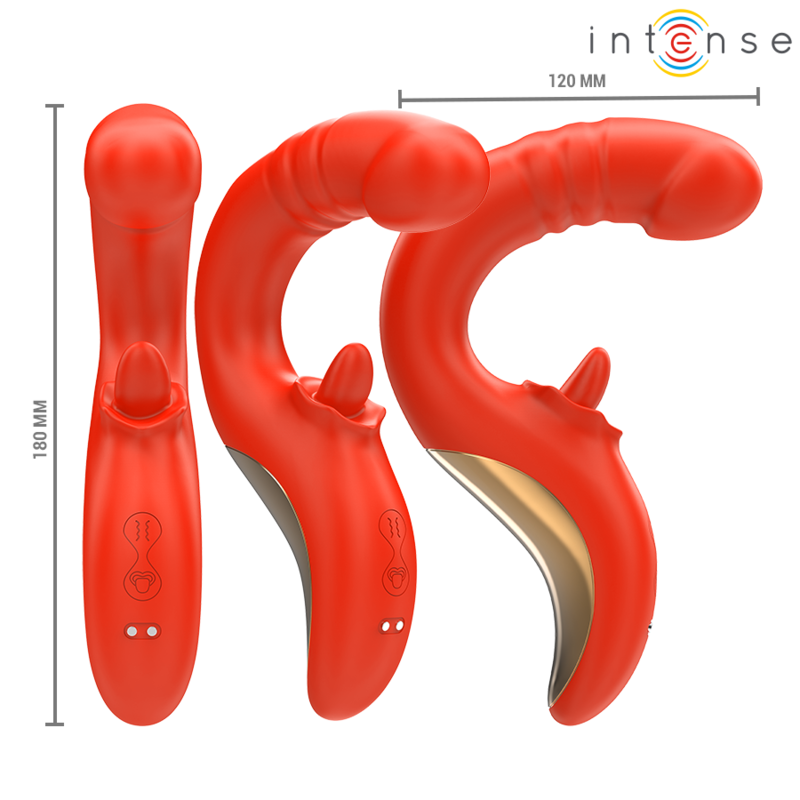 VIBRADOR E ESTIMULADOR PAULINA EM FORMATO U VERMELHO