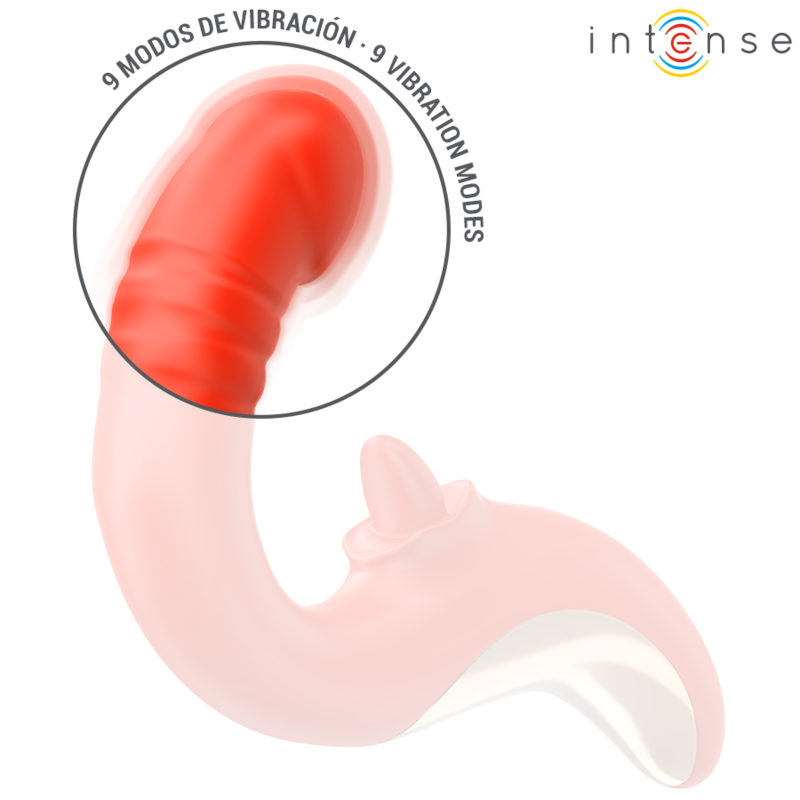 VIBRADOR E ESTIMULADOR PAULINA EM FORMATO U VERMELHO