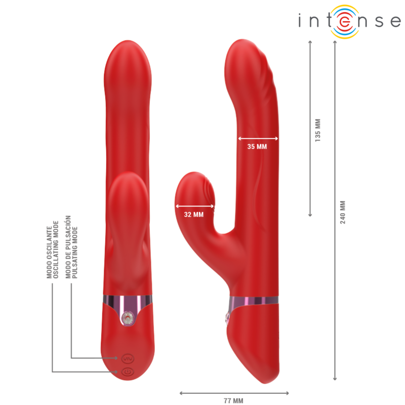 LELE VIBRADOR MULTIFUNCIONAL ROTATIVO & OSCILAÇÃO & ESTIMULAÇÃO VERMELHO