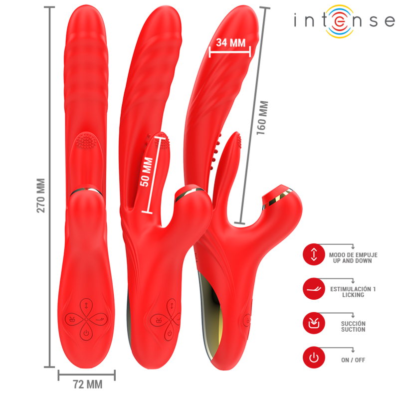 VIBRADOR MULTIFUNCIONAL KAROL THRUST & STIMULATION & ONDAS ESTIMULANTES VERMELHO
