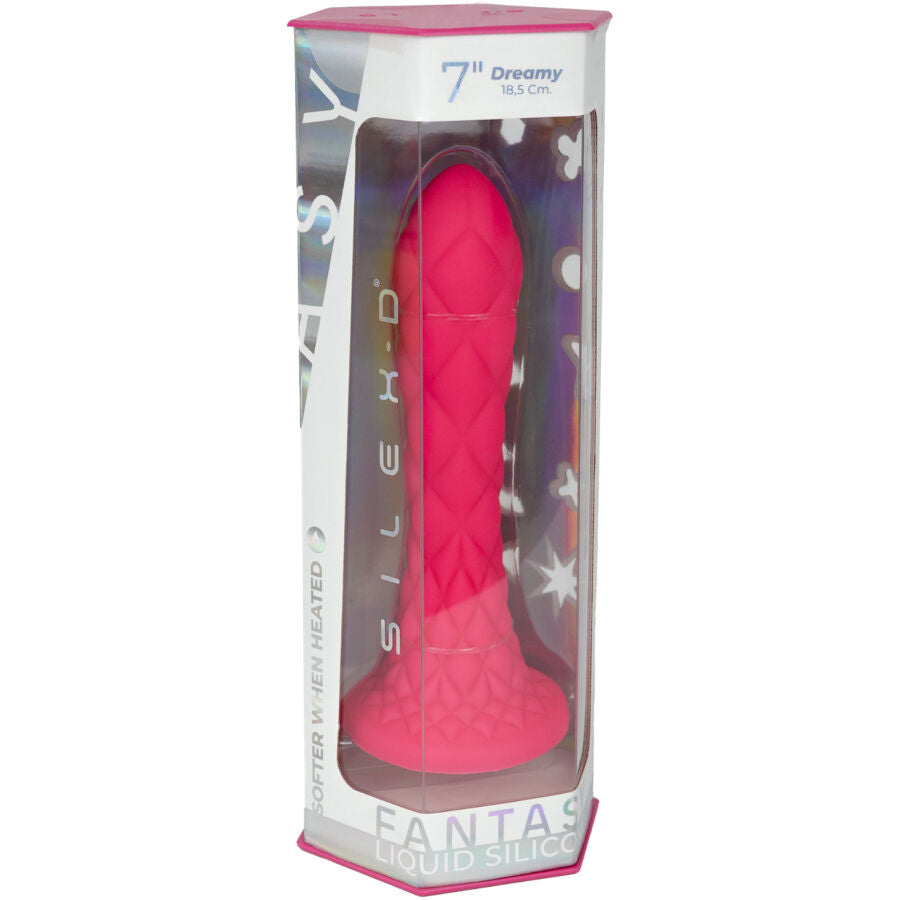 DREAMY DILDO FANTASY SILICONE LÍQUIDO TERMORATIVO FÚCSIA 18,5 CM