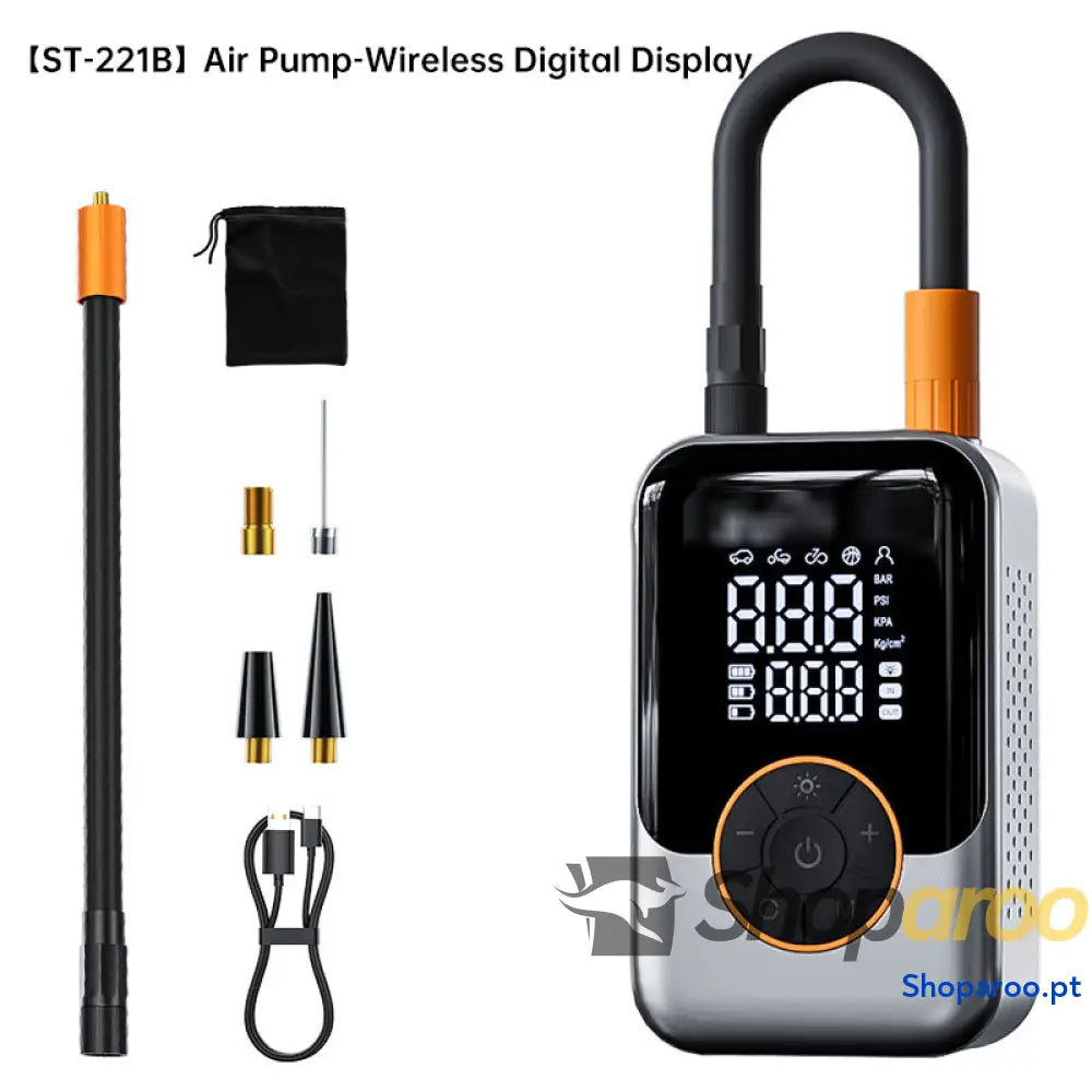 Insuflador sem fios portátil para pneus e bolas Air Pump Wireless with Digital Display