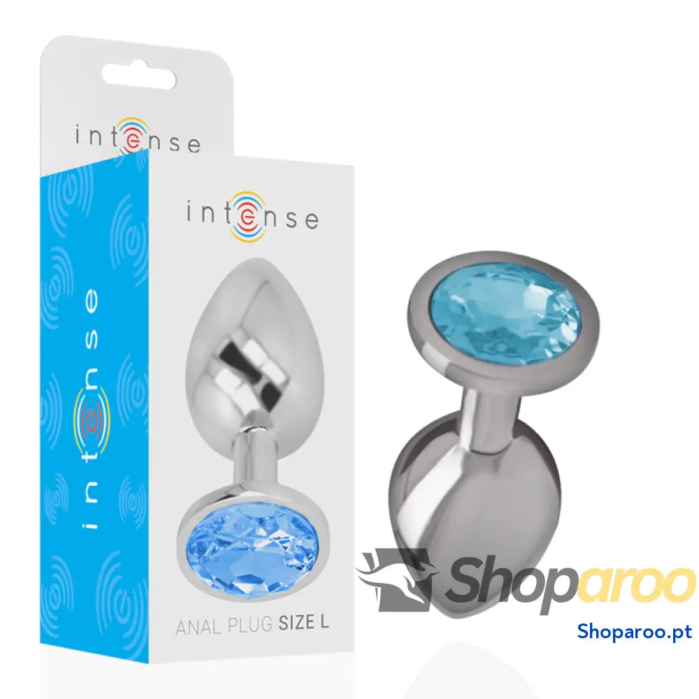 INTENSE - PLUG ANAL DE METAL DE ALUMÍNIO COM CRISTAL AZUL TAMANHO L