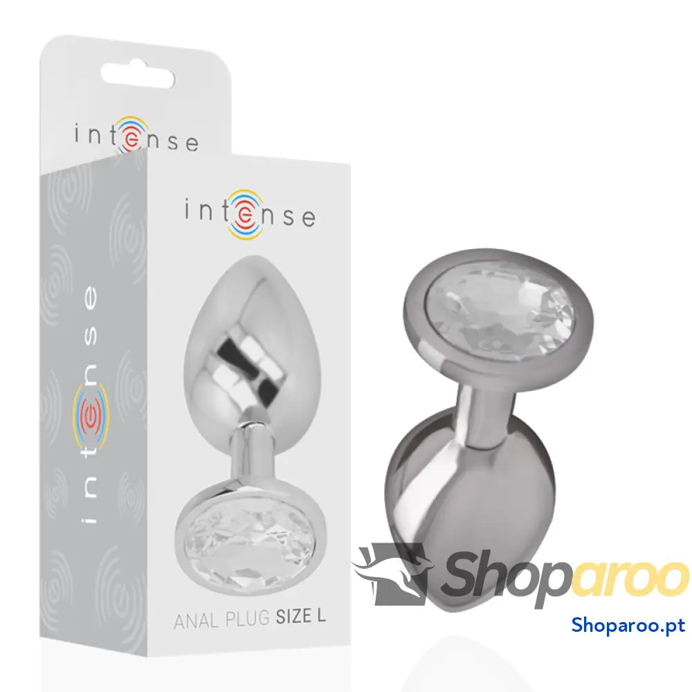 INTENSE - PLUG ANAL DE METAL DE ALUMÍNIO COM CRISTAL PRATA TAMANHO L