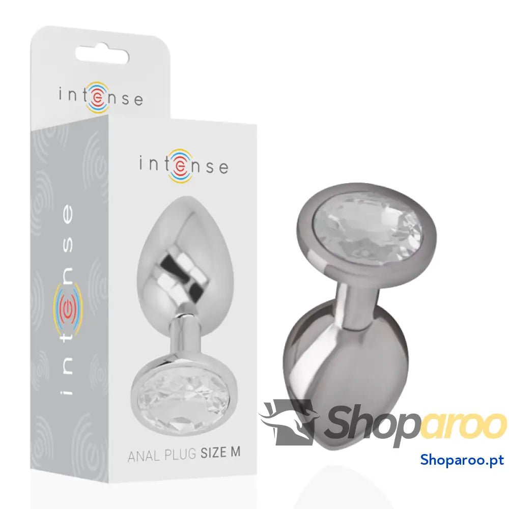 INTENSE - PLUG ANAL DE METAL DE ALUMÍNIO COM CRISTAL PRATA TAMANHO M