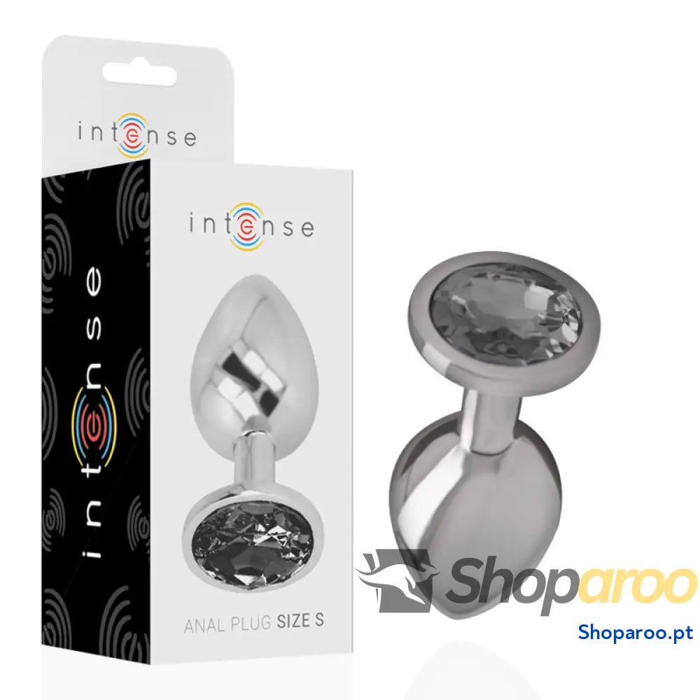 INTENSE - PLUG ANAL DE METAL DE ALUMÍNIO COM CRISTAL PRETO TAMANHO S