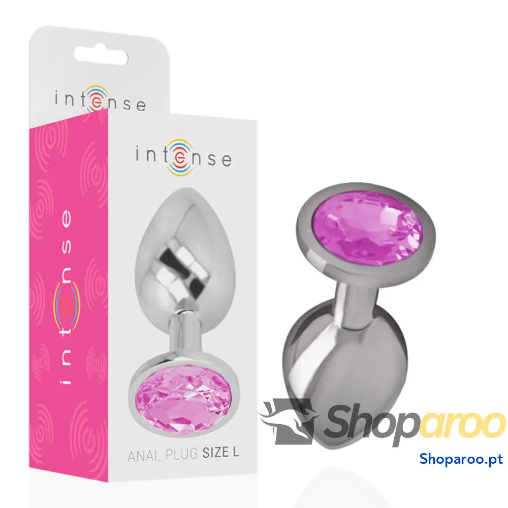 INTENSE - PLUG ANAL DE METAL DE ALUMÍNIO COM CRISTAL ROSA TAMANHO L