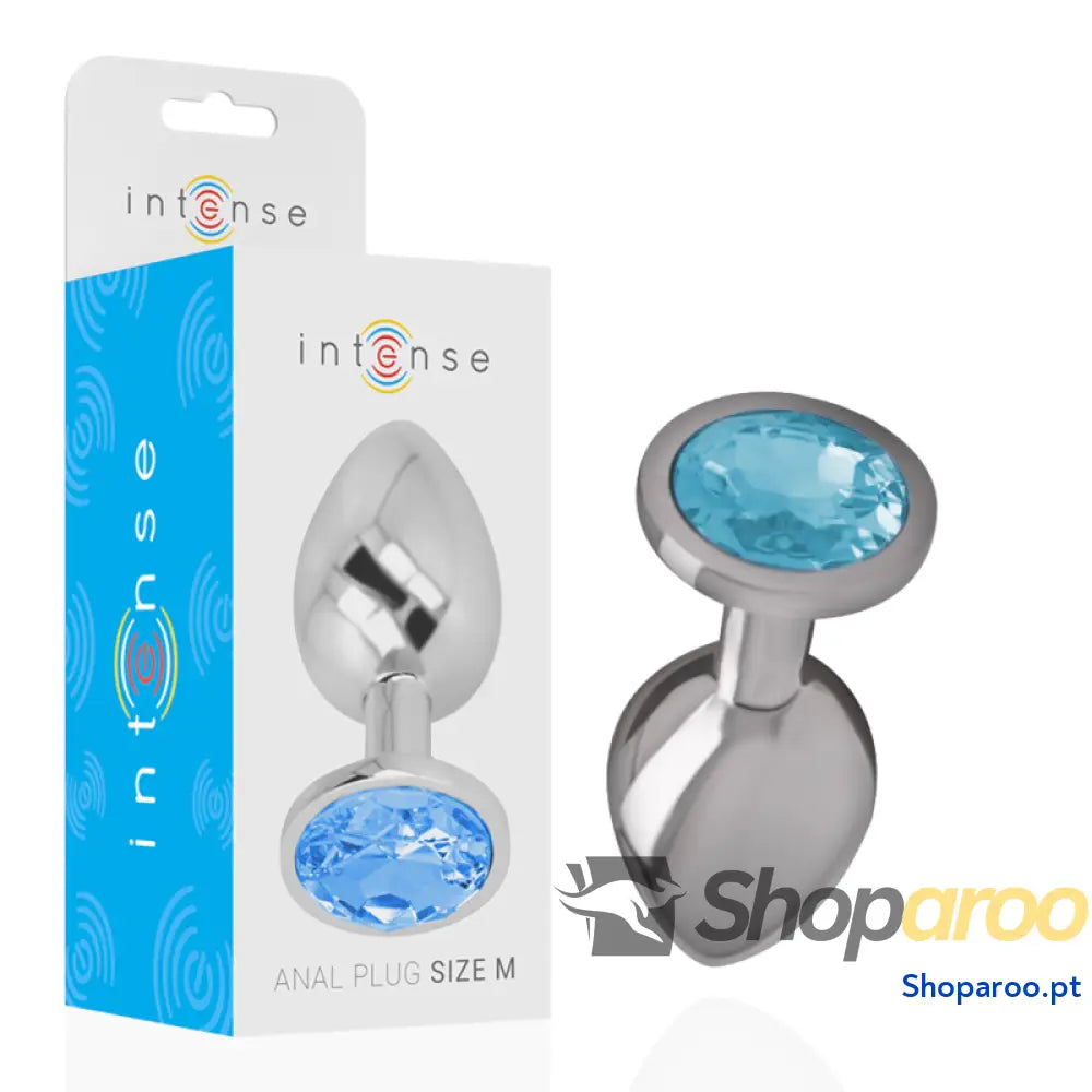 INTENSE - PLUG ANAL DE METAL DE ALUMÍNIO COM VIDRO AZUL TAMANHO M