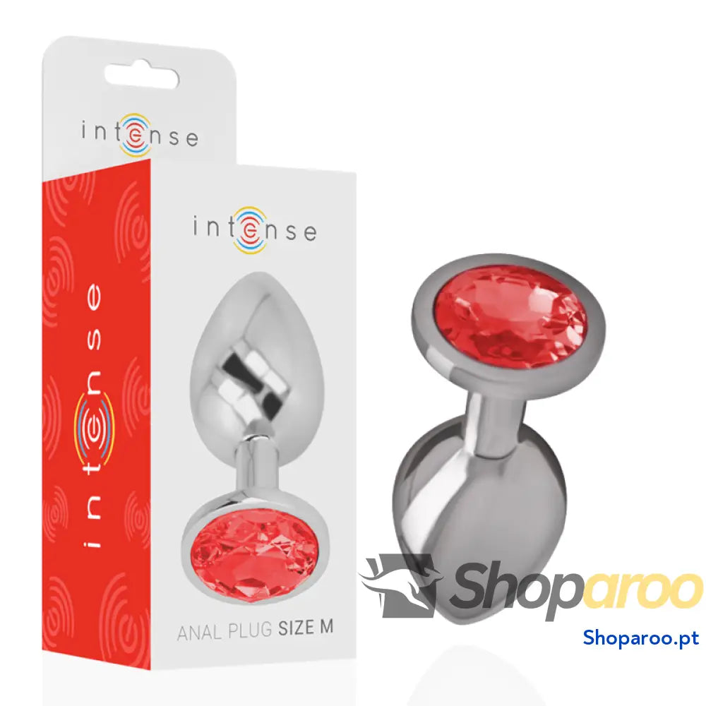 INTENSE - PLUG ANAL DE METAL COM CRISTAL VERMELHO TAMANHO M