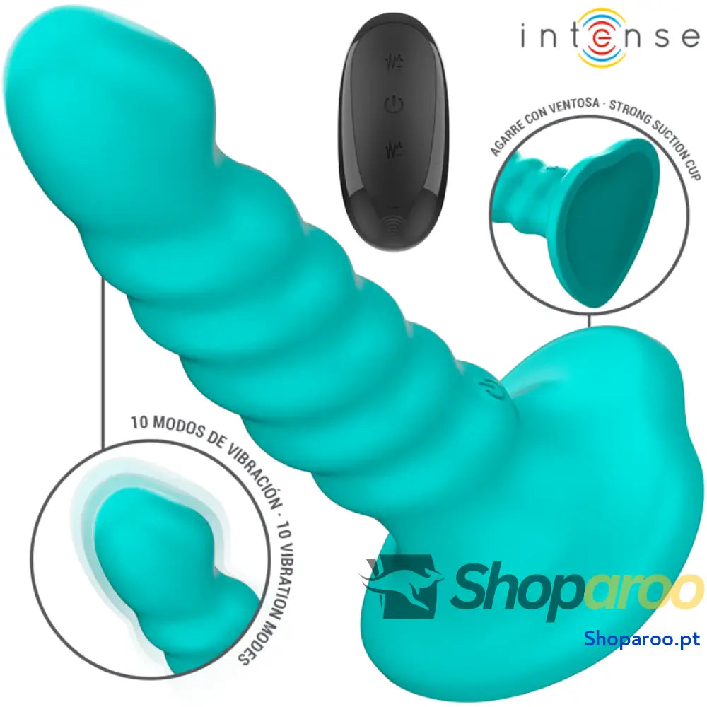 INTENSE - VIBRADOR BUFFY TAMANHO P DESIGN ESPIRAL 10 VIBRAÇÕES CONTROLE REMOTO AZUL